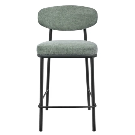 Купить Стул полубарный Lucas 2 шалфей шенилл с чёрными ножками по выгодной цене для кафе, ресторанов и кухни
