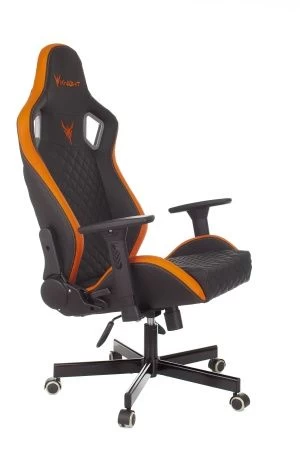 Кресло игровое Knight Outrider черный/оранжевый ромбик эко.кожа с подголов. крестов. металл
