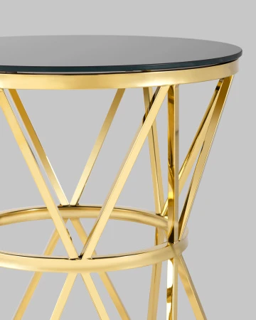 Купить Журнальный стол 50*50 ВИВА золото стекло черное по низкой цене