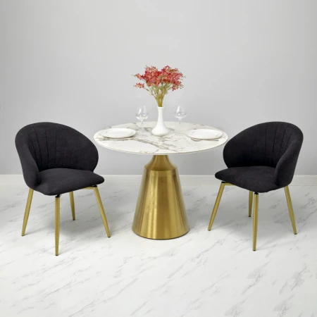 Купить Стул Paola графит, матовое золото, на поворотном механизме по низкой цене