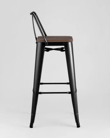 Купить Стул барный TOLIX WOOD со спинкой черный глянцевый по выгодной цене для кафе, ресторанов и кухни