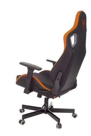 Кресла для геймеров - Кресло игровое Knight Outrider черный/оранжевый ромбик эко.кожа с подголов. крестов. металл