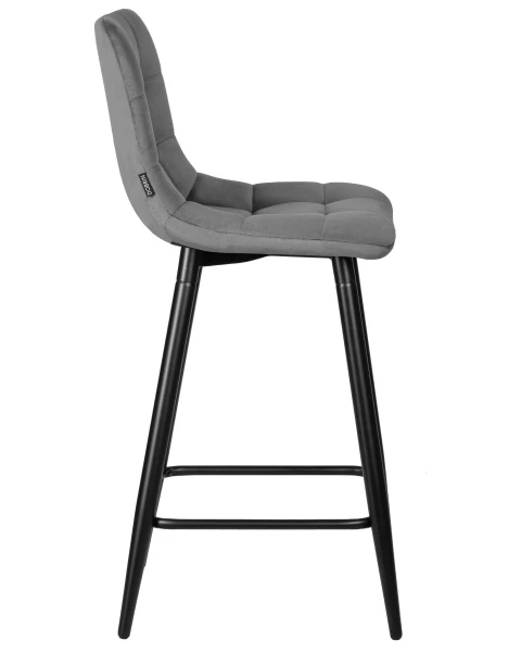 Стул полубарный DOBRIN OLIVIA, черные матовые ножки, темно-серый велюр (108-91) для кафе, ресторанов и кухни