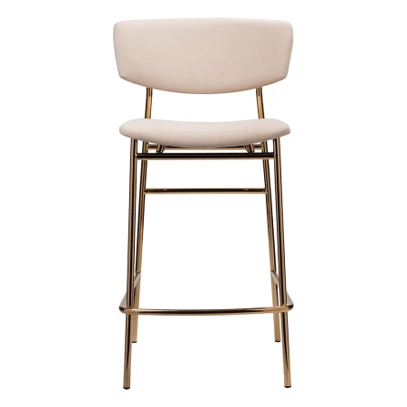 Купить Стул полубарный Elle кремовый с золотыми ножками по выгодной цене для кафе, ресторанов и кухни