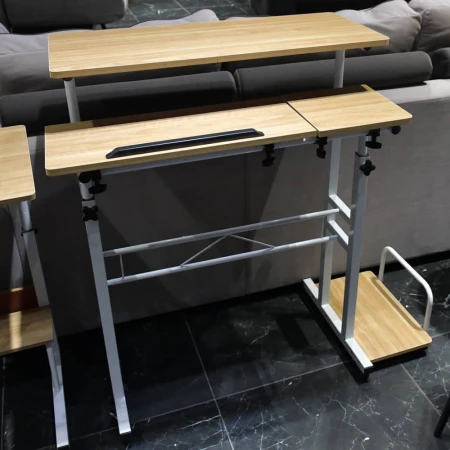 Купить Стол многофункциональный Shuttle 80х58х80-130см, светлое дерево, белый по низкой цене