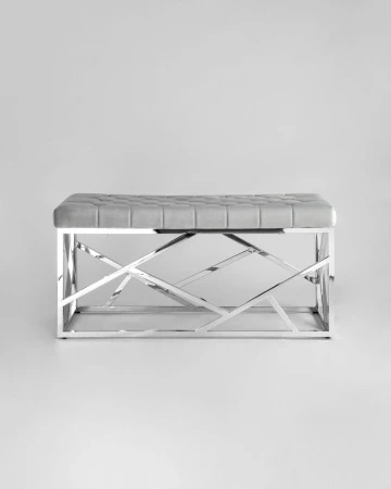 Купить Банкетка-скамейка АРТ ДЕКО велюр серый сталь серебро в интернет-магазине КупиКресла.ру