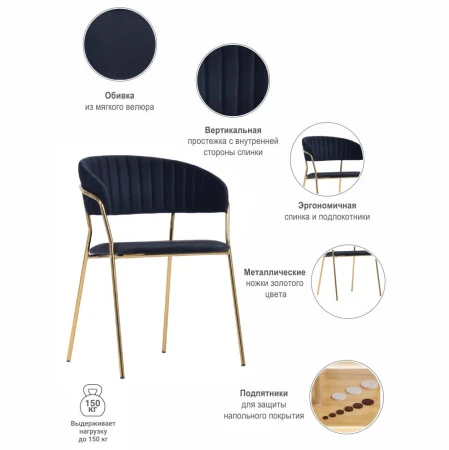 Купить Стул Turin чёрный с золотыми ножками в интернет-магазине КупиКресла.ру