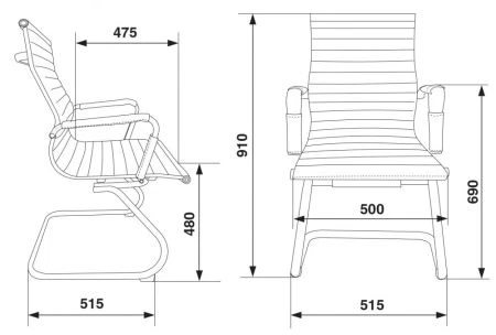 Конференц кресла - Кресло Бюрократ CH-883-LOW-V слоновая кость эко.кожа низк.спин. полозья металл хром
