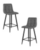Набор 2 шт Стул полубарный DOBRIN OLIVIA, черные матовые ножки, серая антрацитовая винтажная экокожа (RU-08)