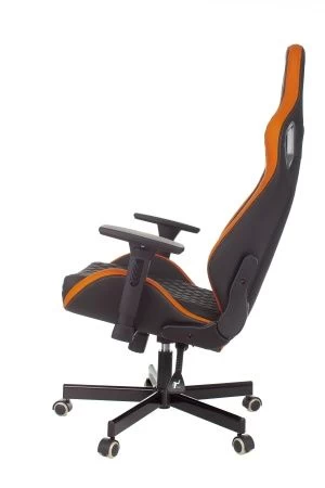 Кресла для геймеров - Кресло игровое Knight Outrider черный/оранжевый ромбик эко.кожа с подголов. крестов. металл