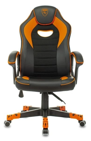 Кресло игровое Zombie GAME 16 черный/оранжевый текстиль/эко.кожа крестов. пластик