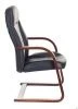 Конференц кресла - Кресло Бюрократ T-9923WALNUT-AV черный кожа полозья дерево