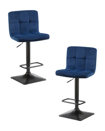 Набор 2 шт Стул барный DOBRIN DOMINIC, синий велюр (MJ9-117)