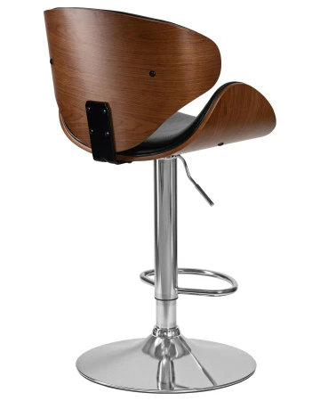 Купить Стул барный DOBRIN KARTER, коричневое дерево, чёрный по выгодной цене для кафе, ресторанов и кухни