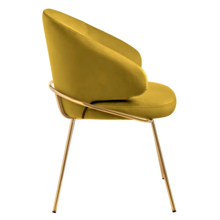 Купить Стул-полукресло Emil горчичный с золотыми ножками по низкой цене