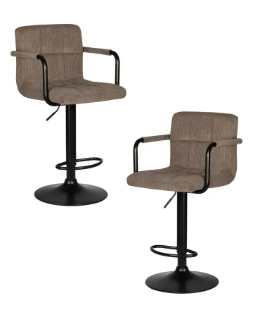 Набор 2 шт Стул барный DOBRIN KRUGER ARM BLACK, какао вельвет (LAR-E2041-05)