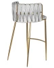Купить Стул барный DOBRIN EMMA GOLD, светло-серый велюр (135-37) по выгодной цене для кафе, ресторанов и кухни