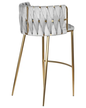 Купить Стул барный DOBRIN EMMA GOLD, светло-серый велюр (135-37) по выгодной цене для кафе, ресторанов и кухни
