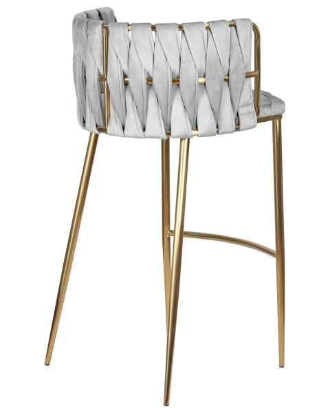 Стул барный DOBRIN EMMA GOLD, светло-серый велюр (135-37) для кафе, ресторанов и кухни