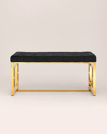 Купить Банкетка-скамейка БРУКЛИН велюр черный сталь золото в интернет-магазине КупиКресла.ру