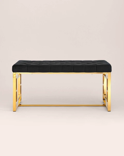 Купить Банкетка-скамейка БРУКЛИН велюр черный сталь золото по низкой цене