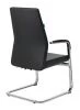 Конференц кресла - Кресло Бюрократ _JONS-LOW-V черный кожа низк.спин. полозья металл хром