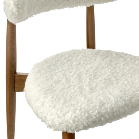 Купить Стул Lucas белый искусственный мех с ножками цвета орех по низкой цене