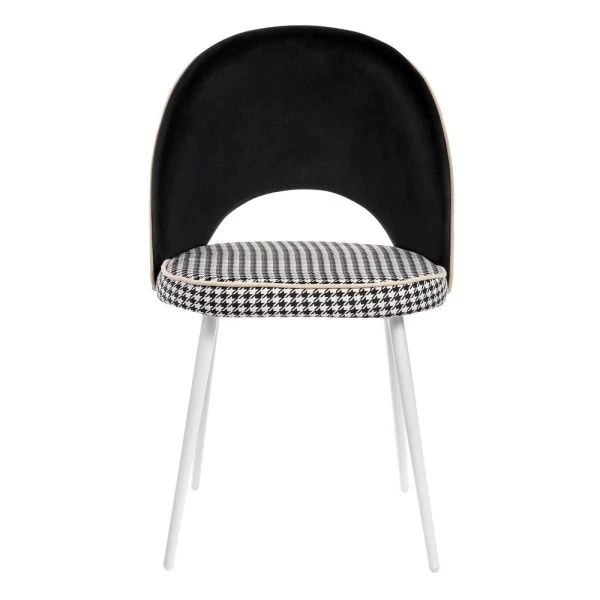 Купить Стул Leo чёрный с жаккардом, с белыми ножками по низкой цене