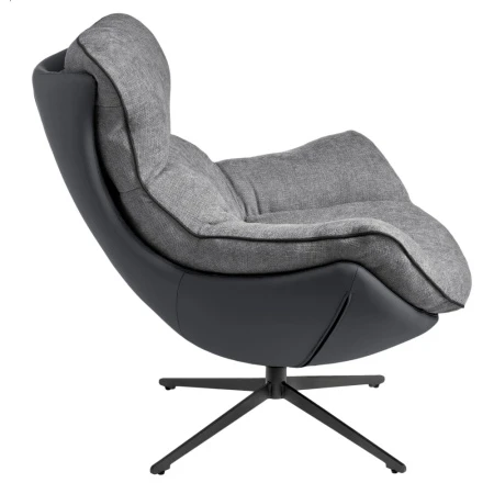 Купить Комплект кресло HUG тёмно-серый, экокожа, шенилл с оттоманкой тёмно-серый, экокожа по низкой цене