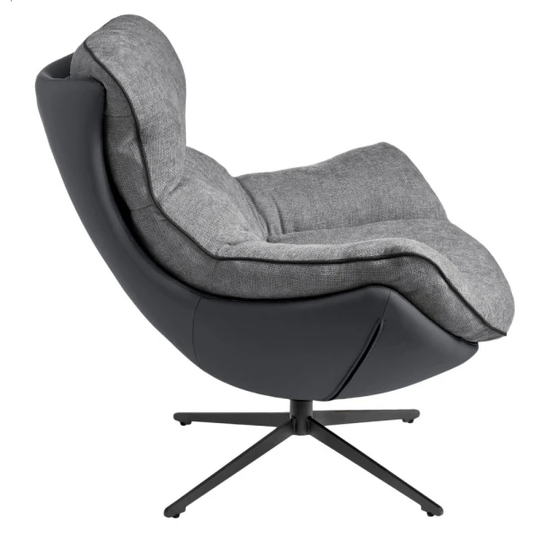 Купить Комплект кресло HUG тёмно-серый, экокожа, шенилл с оттоманкой тёмно-серый, экокожа по низкой цене