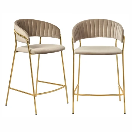 Комплект из 2-х стульев полубарных Turin латте с золотыми ножками