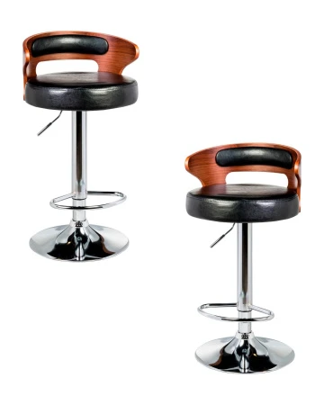 Набор 2 шт Стул барный DOBRIN FRED, коричневое дерево, чёрный