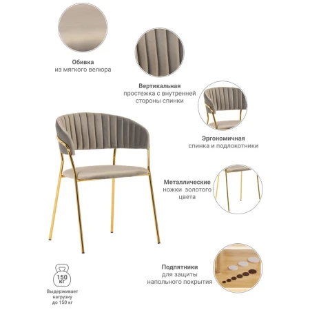 Купить Стул Turin латте с золотыми ножками по низкой цене