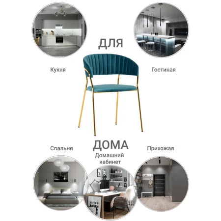 Купить Комплект из 4-х стульев Turin бирюзовый с золотыми ножками в интернет-магазине КупиКресла.ру