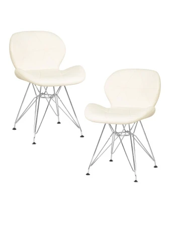 Набор 2 шт Стул обеденный DOBRIN BUTTERFLY CHROME, ножки хром, цвет кремовый