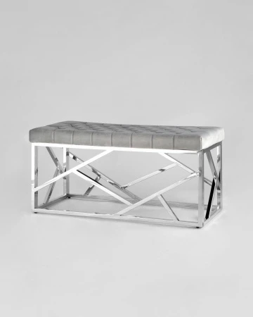 Купить Банкетка-скамейка АРТ ДЕКО велюр серый сталь серебро в интернет-магазине КупиКресла.ру