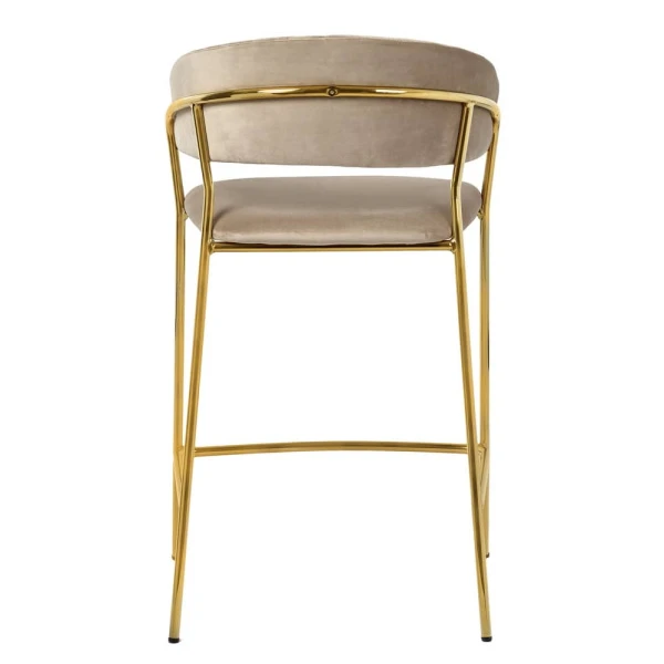 Стул полубарный Turin латте с золотыми ножками для кафе, ресторанов и кухни