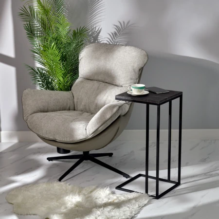 Купить Кресло HUG светло-серый, экокожа, шенилл по низкой цене