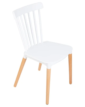 Купить Набор 4 шт Стул обеденный DOBRIN THEO, ножки светлый бук, цвет белый (W-02) в интернет-магазине КупиКресла.ру