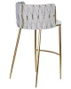 Купить Стул барный DOBRIN EMMA GOLD, белый PU (T-01), белая ткань (F-49) по выгодной цене для кафе, ресторанов и кухни