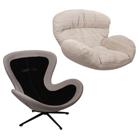 Купить Кресло BLISS серый, экокожа, шенилл по низкой цене