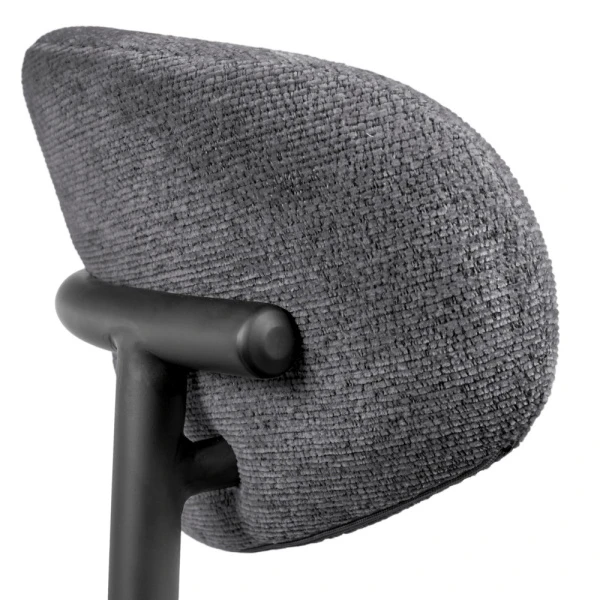 Стул полубарный Lucas 2 серый шенилл с чёрными ножками для кафе, ресторанов и кухни