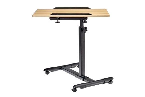 Купить Стол многофункциональный на колёсах, 60x40 см, «РОЛЛИНГ»1 ножка, регул.высота, наклон столешницы, ограничит., мдф, металл, св.дерево, черный по низкой цене