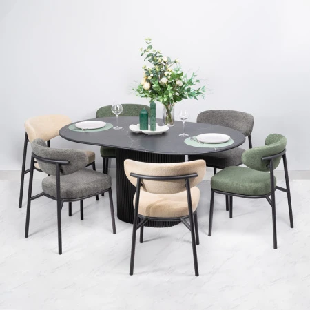 Купить Стул Lucas 2 серый шенилл с чёрными ножками по низкой цене