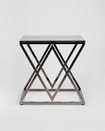 Купить Журнальный стол 55*55 ИНСИГНИЯ сталь темный хром стекло smoke по низкой цене