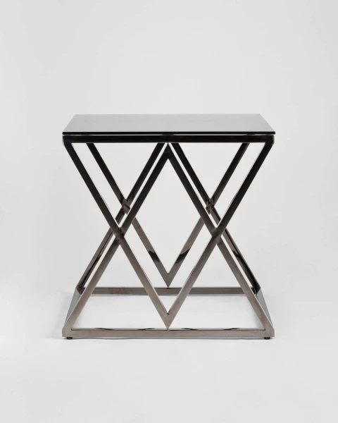 Купить Журнальный стол 55*55 ИНСИГНИЯ сталь темный хром стекло smoke по низкой цене