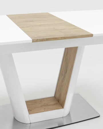 Купить Стол обеденный Атланта раскладной 160-200*90 глянцевый белый по низкой цене