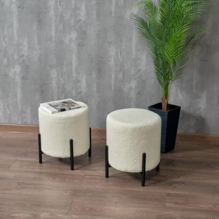 Купить Стул-пуф Otis белый, искусственный мех по низкой цене