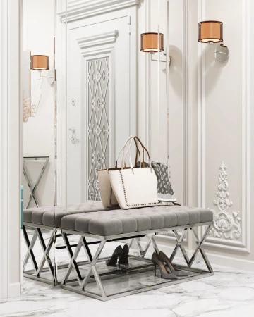 Купить Банкетка ИНСИГНИЯ велюр серый сталь серебро в интернет-магазине КупиКресла.ру