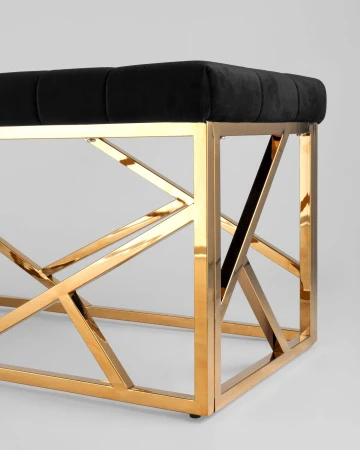Купить Банкетка-скамейка АРТ ДЕКО велюр черный сталь золото в интернет-магазине КупиКресла.ру
